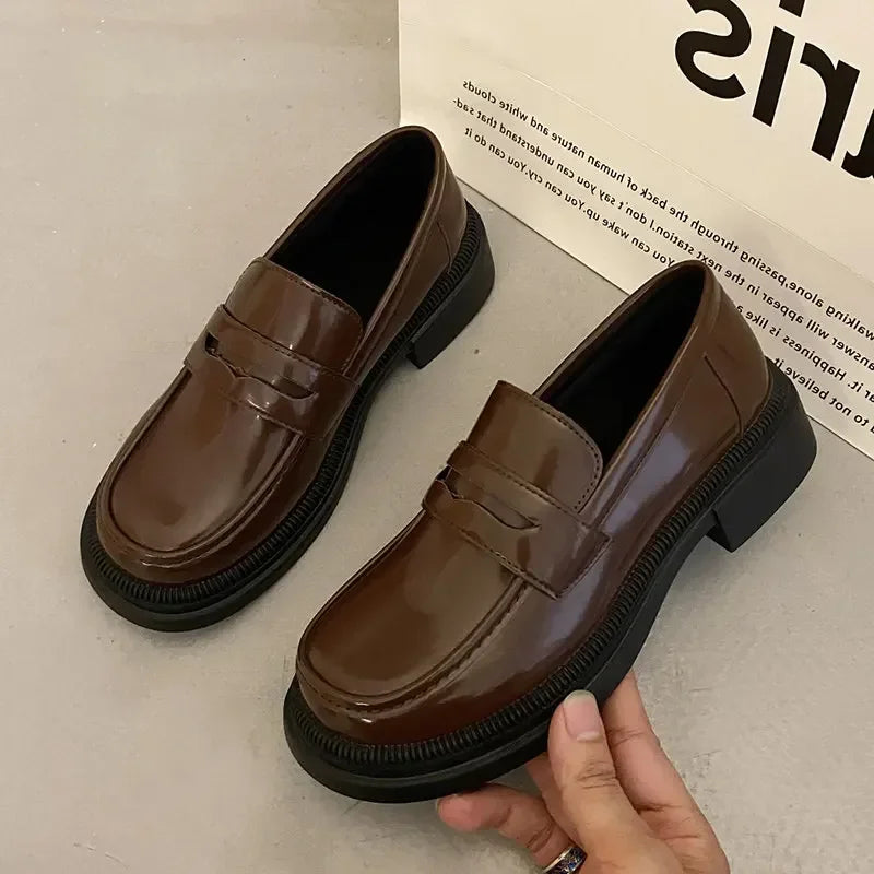 Brown Loafers Women Japanese School Students JK Uniform Shoes Round Toe Women Girls Retro Round Toe Lolita Cosplay Shoes Size 42