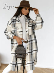 Ingvn - Selling Women's Autumn Coat Fashion Long Section Casual Warm Lattice Woolen Winter Jacket Banquet Trend Lapel Women's Windbreaker