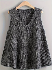 Chic Plus Size V-Neck Sweater Vest - Comfortable Stretch Fit for Daily Wear