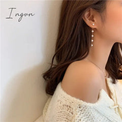 Ingvn - Korean Trend Simulation Pearl Long Earrings Female Tassel Drop Wedding Pendant Earrings Fashion Sweety Jewelry Earring 2023 Gift