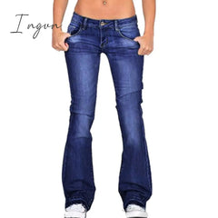 Ingvn - Autumn Black Flared Jeans Women Casual Vintage Skinny Low Rise Bell Bottom Mom Jeans Korean Slim Denim Trousers Y2k Pants