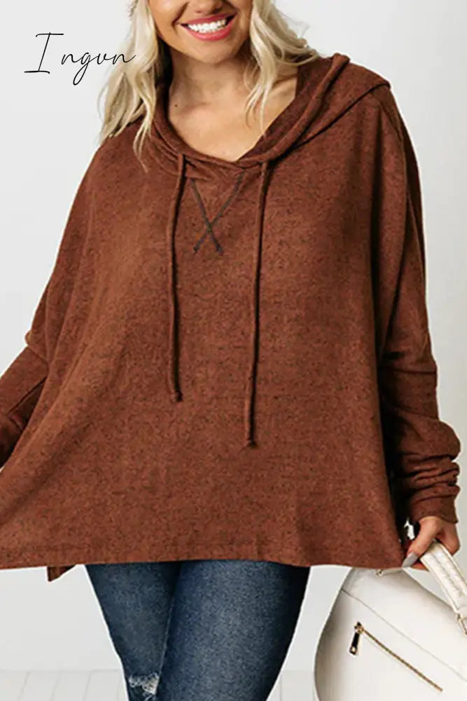 Ingvn - Casual Solid Make Old Hooded Collar Tops