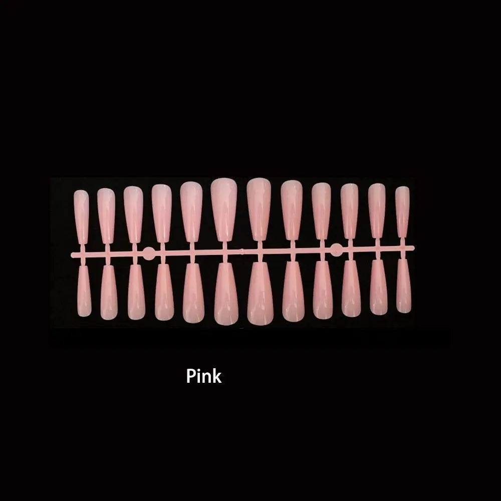 24pcs Long Almond False Nails French Pink Cloud Star Press on Nails Fake Nails DIY Manicure Detachable Gradient Flash Nail Tips