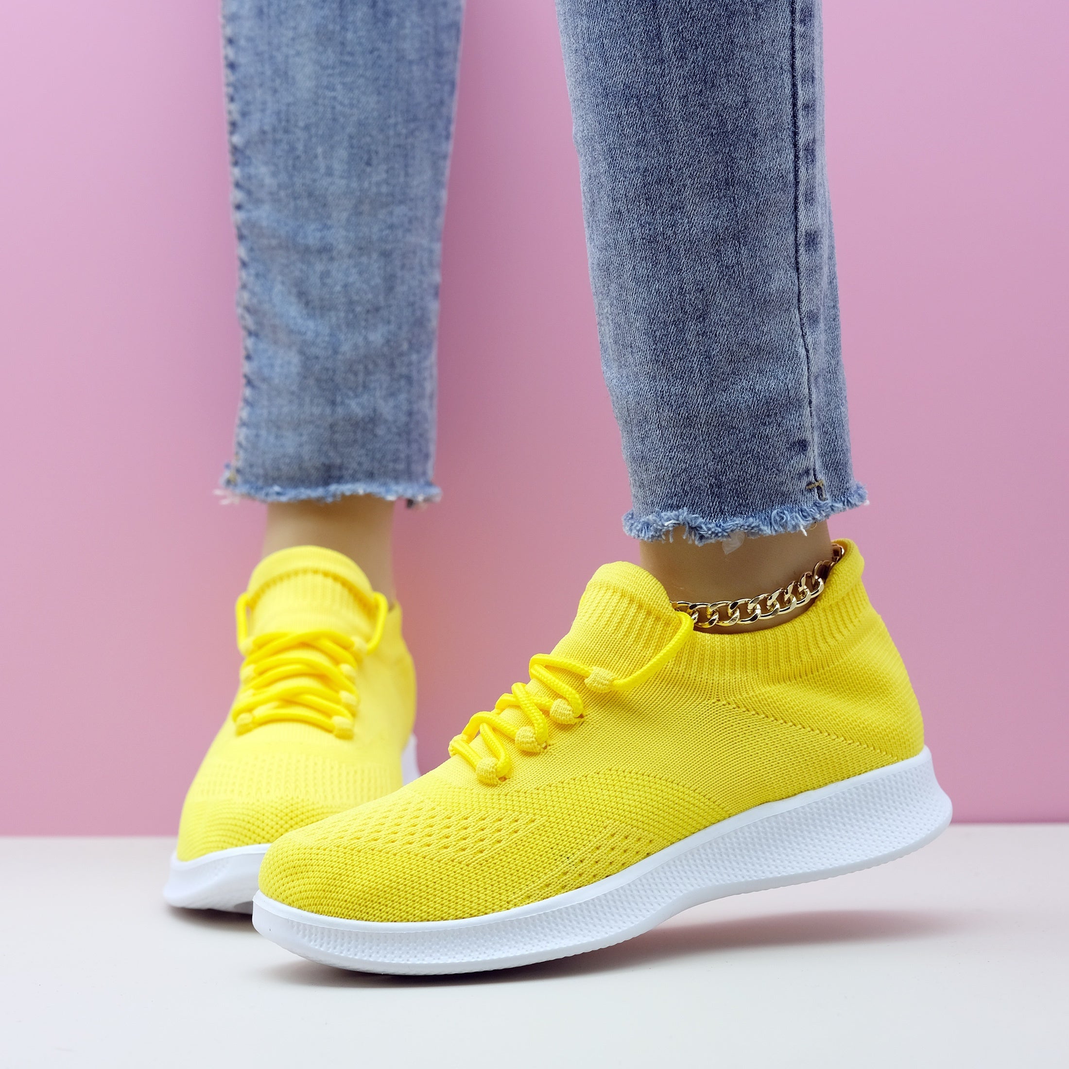 Women's Breathable Knit Sneakers, Casual Lace Up Outdoor Shoes, Comfortable Low Top Shoes plus size