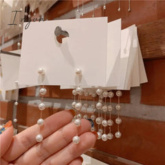 Ingvn - Korean Trend Simulation Pearl Long Earrings Female Tassel Drop Wedding Pendant Earrings Fashion Sweety Jewelry Earring 2023 Gift