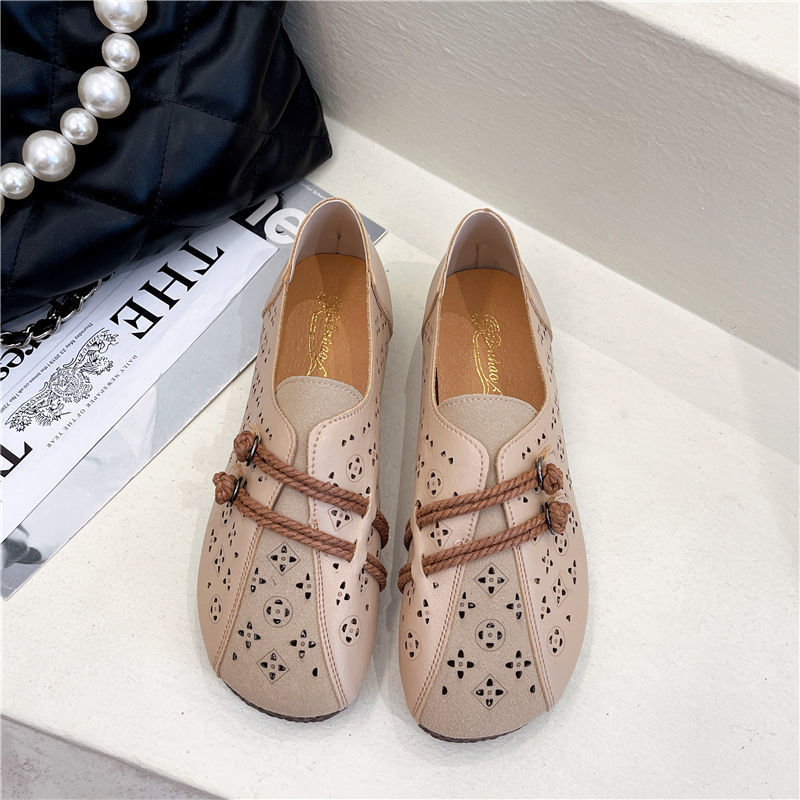 Newly Square Toe Women's Flats Designer Cutout Shoes Ladies Wide Fit Soft Leather Moccasins Female Driving Sneakers