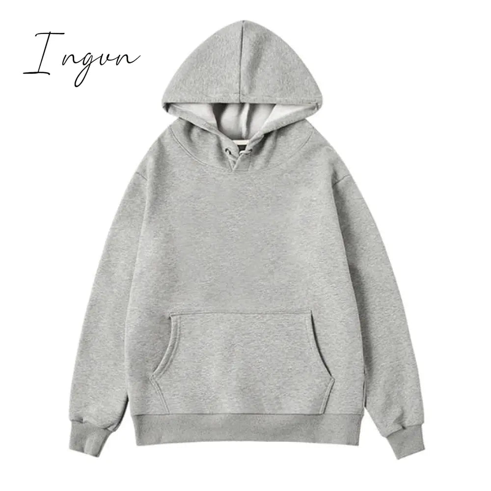 Ingvn - Women Unisex Couple Fleece 100% Cotton Suits 2 Pieces Sets Casual Tracksuit Hoodies Sweatshirt Pants Plus Size
