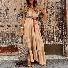 outfit ideas Women's Short-Sleeved Retro V-neck Dress Summer Tight Waist French Dress Elegant Holiday Beach Dress