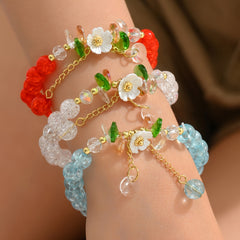 3pc Colorful Faux Crystal Beads Beaded Bracelet Elastic Stretch Versatile Hand String Jewelry Set