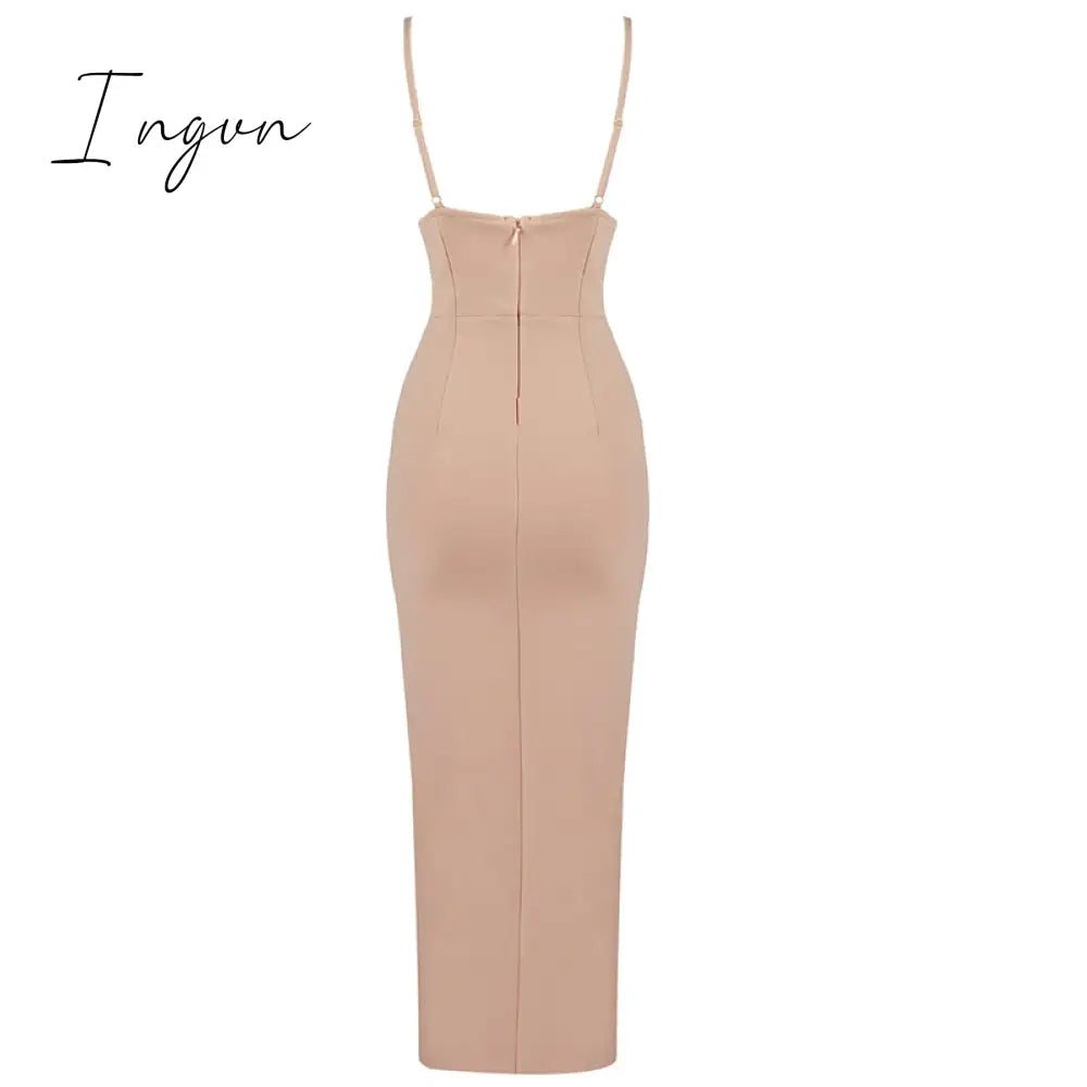 Ingvn - Bandage Women Dress New Summer Sexy Party Club Elegant Bodycon Bandage Dress Spaghetti Strap Ladies Clothes