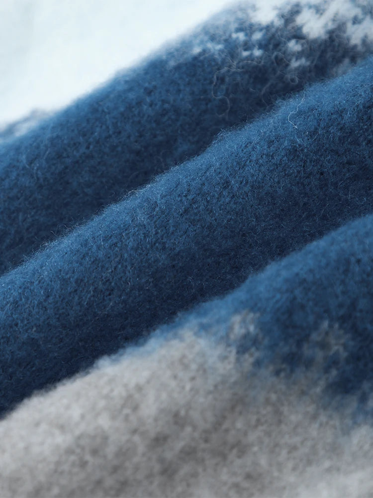 Fashion Tie Dye Cashmere Sweater Cardigan Man Long Sleeve Single Breasted Knitted Jacket Autumn Thicken Warm Woolen Coat