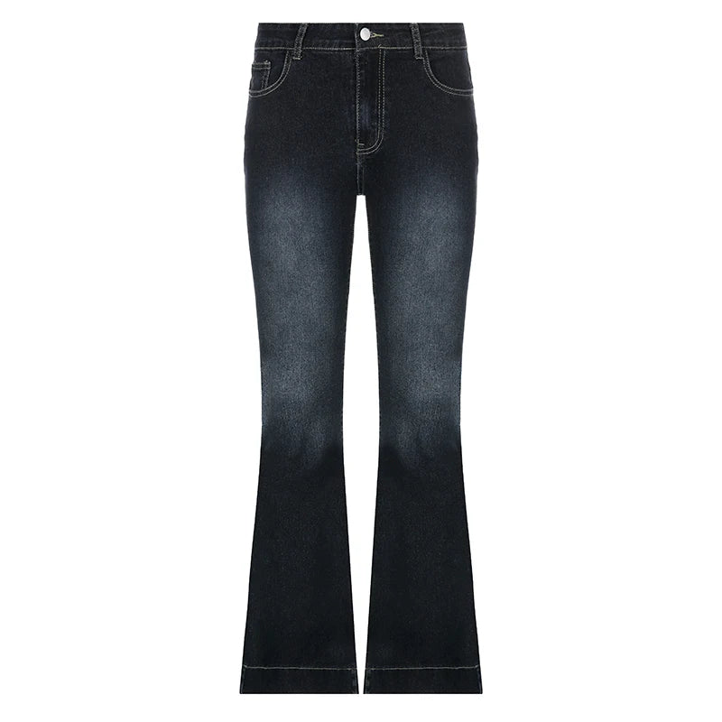 y2k Flare Jeans Casual Low Rise Cute Trousers Aesthetic Streetwear Vintage Cargo Pants Women Korean Distressed Mom Jeans