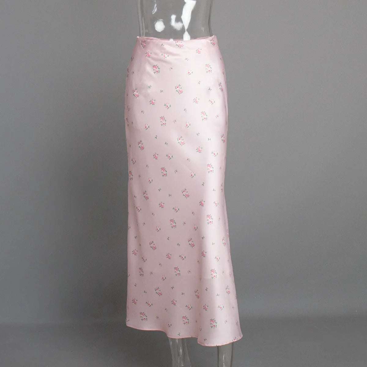 2025 Summer Floral Printed Pink Long Skirt For Women Casual High Waist Slim Elegant Party Maxi Skirt Female Stain Dress Clothes