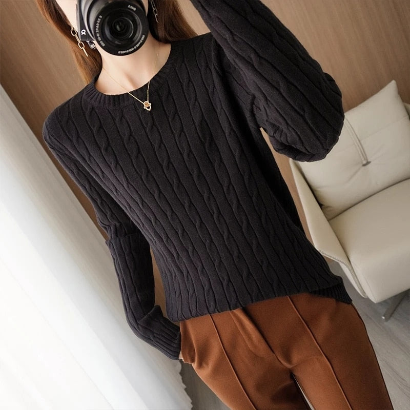 Brandy Mandy Sweaters Women White Knit Sweater Autumn Winter V Neck Long Sleev Knitted Sweater Navy Pullover Brandy Girl Sweater