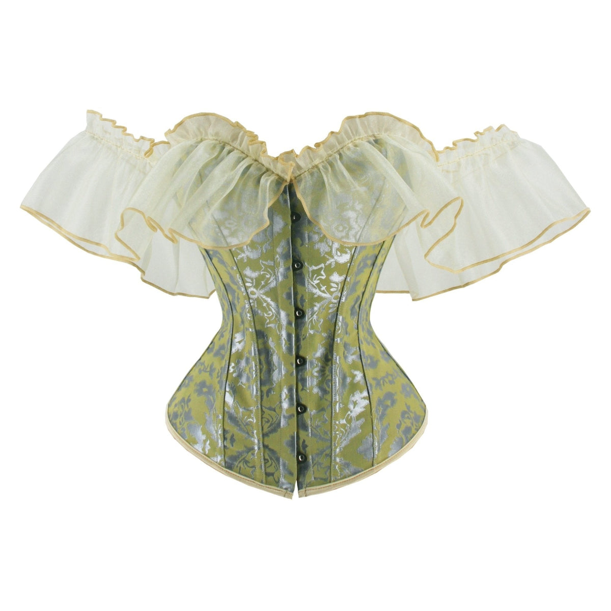 Elegant Black Ruffle Sleeve Corset Top – Chic Lace-Up & Stretch Bustier, Polyester Shapewear with Exaggerated Ruffle Detail for Women