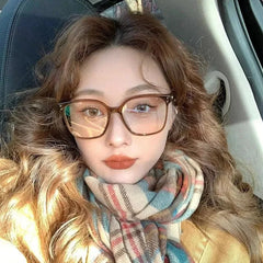 INGVN  Korean Big Square Glasses Frame Women Ins No Makeup Plain Glasses Men Eyewear Cute Decorative Computer Glasses