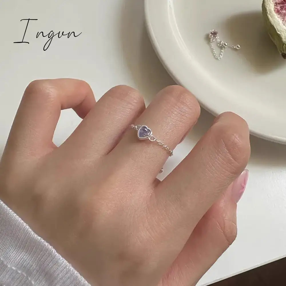 Kpop Star Crystal Zircon Rings Pink Girl Adjustable Chain Ring for Women Wedding Engagement Rings Y2K Rings Aesthetic Jewelry