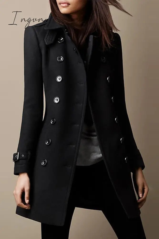 Ingvn - Casual Solid Buttons Mandarin Collar Outerwear