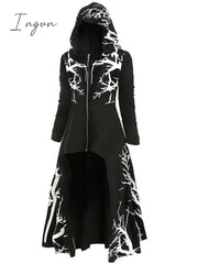 Ingvn - Women's Plus Size Winter Coat Coat Print Abstract Outdoor Halloween Long Sleeve Hoodie Long Winter Fall Black Blue Purple L XL XXL 3XL 4XL