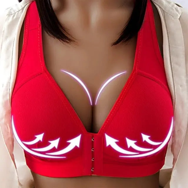 Sexy Plus Size Push Up Bra Front Closure Solid Color Brassiere Wire Free Bralette Seamless Bras For Women Hot Sale