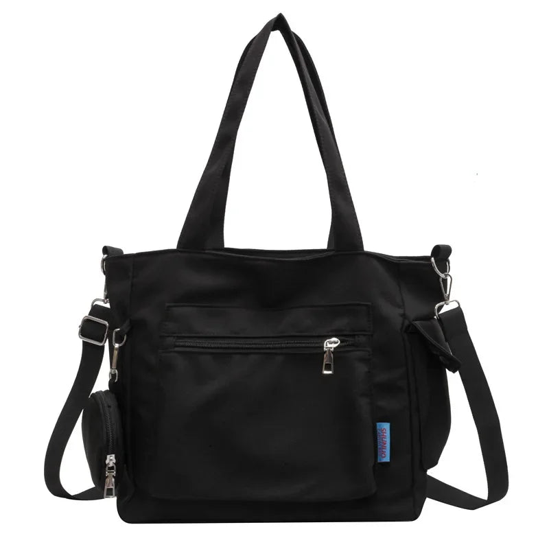 Ingvn  Simplicity Oxford Canvas Composite Shoulder Bag Solid Color Versatile Lazy Style Crossbody Bag Large Capacity Commuter Tote Bag