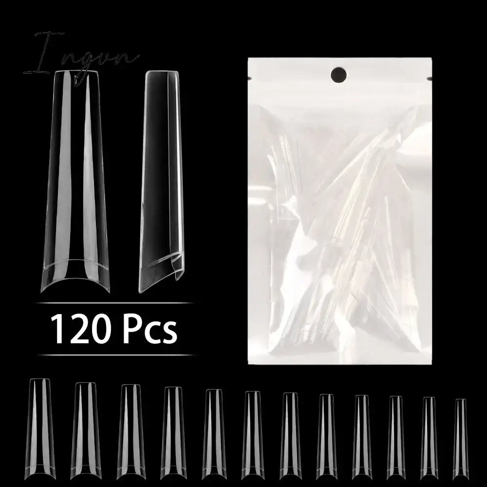 Transparent Stiletto Fake Nail Tips Acrylic False Nail Tips Long Shape Half Cover Coffin Professional Nail Art