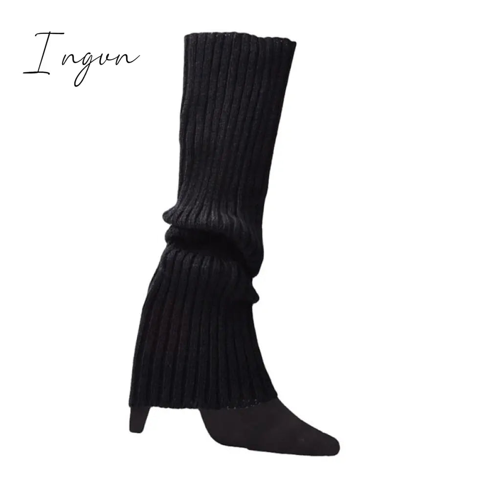 Ingvn - Lolita Leg Warmers Women Warm Winter Knit Foot Cover Crochet Knee Socks Warm Boot Cuffs Beenwarmers Japanese Long Socks
