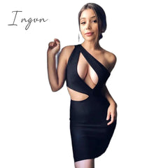 Ingvn - 2023 European American Summer New Sexy Women's One-Shoulder Skirt Cut-Out Buttock Dress
