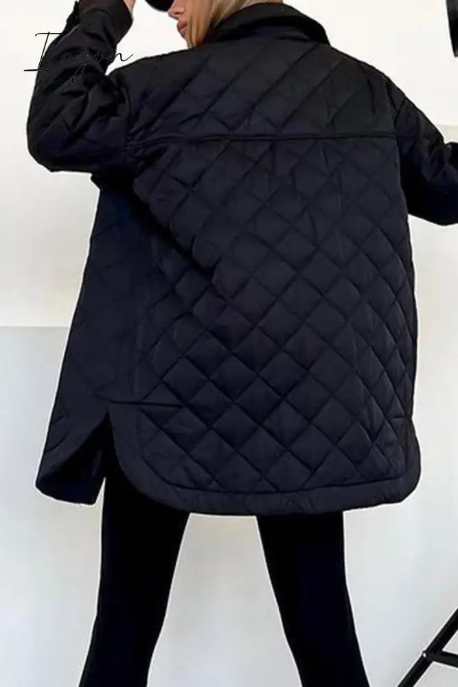 Ingvn - Casual Solid Bandage Patchwork Turndown Collar Outerwear