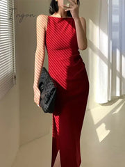 Summer Women Elegant Casual Midi Dress Spaghetti Strap Bodycon Slim Party Birthday Clothes Female Solid Chic Vestidos New Robe