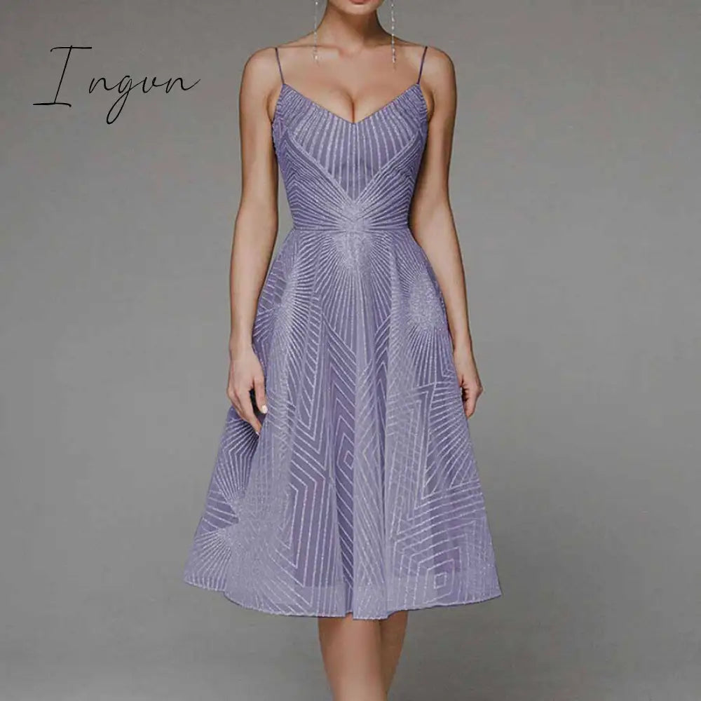 Ingvn - Sexy Slip Backless Embroidered Midi Dresses for Women Summer Elegant Luxury Evening Guest Wedding Long Formal Party Dress