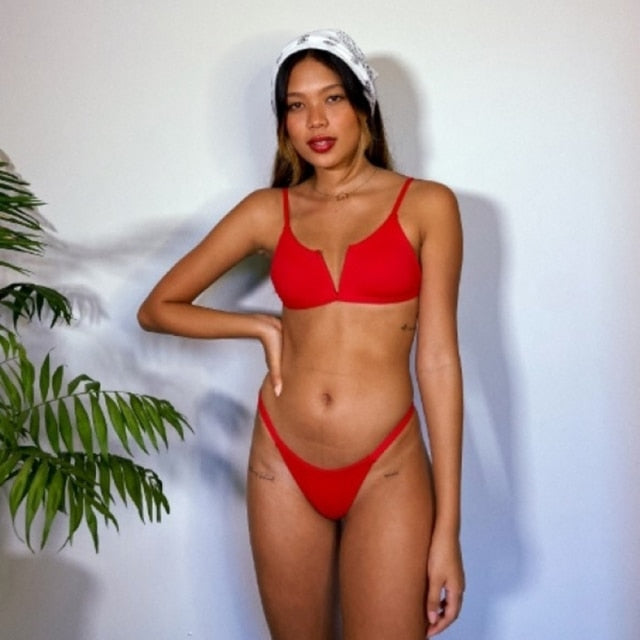 New Arrival Summer Women Two Piece Swimsuit Sexy Bikini Violet Steel Bracket Swimwear Female Bathing Suits Beachwear