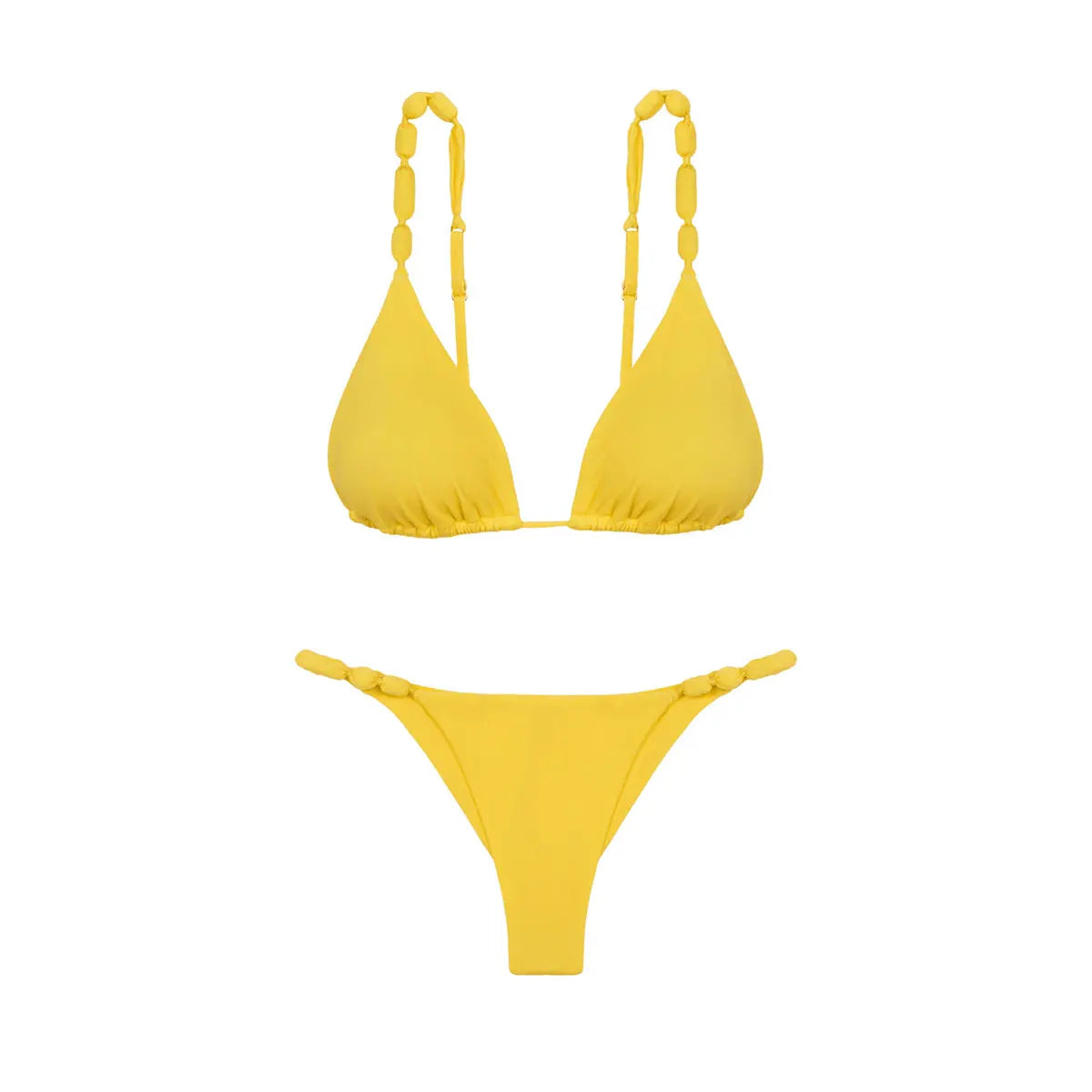 2025 3Pc Button Bikini Women Sexy Swimsuit Push Up Swimwear Female Bandeau Biquini Yellow Bathing Suit Summer Bodysuit Beachwear