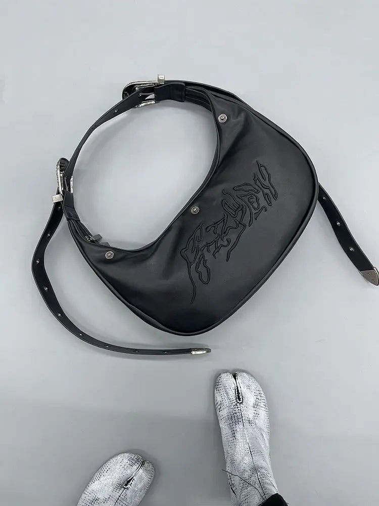 INGVN  Personality Embroidery Punk Purses and Handbags Streetwear Shoulder Crossbody Bag Y2k All Match Vintage Top-Handle Bags Women
