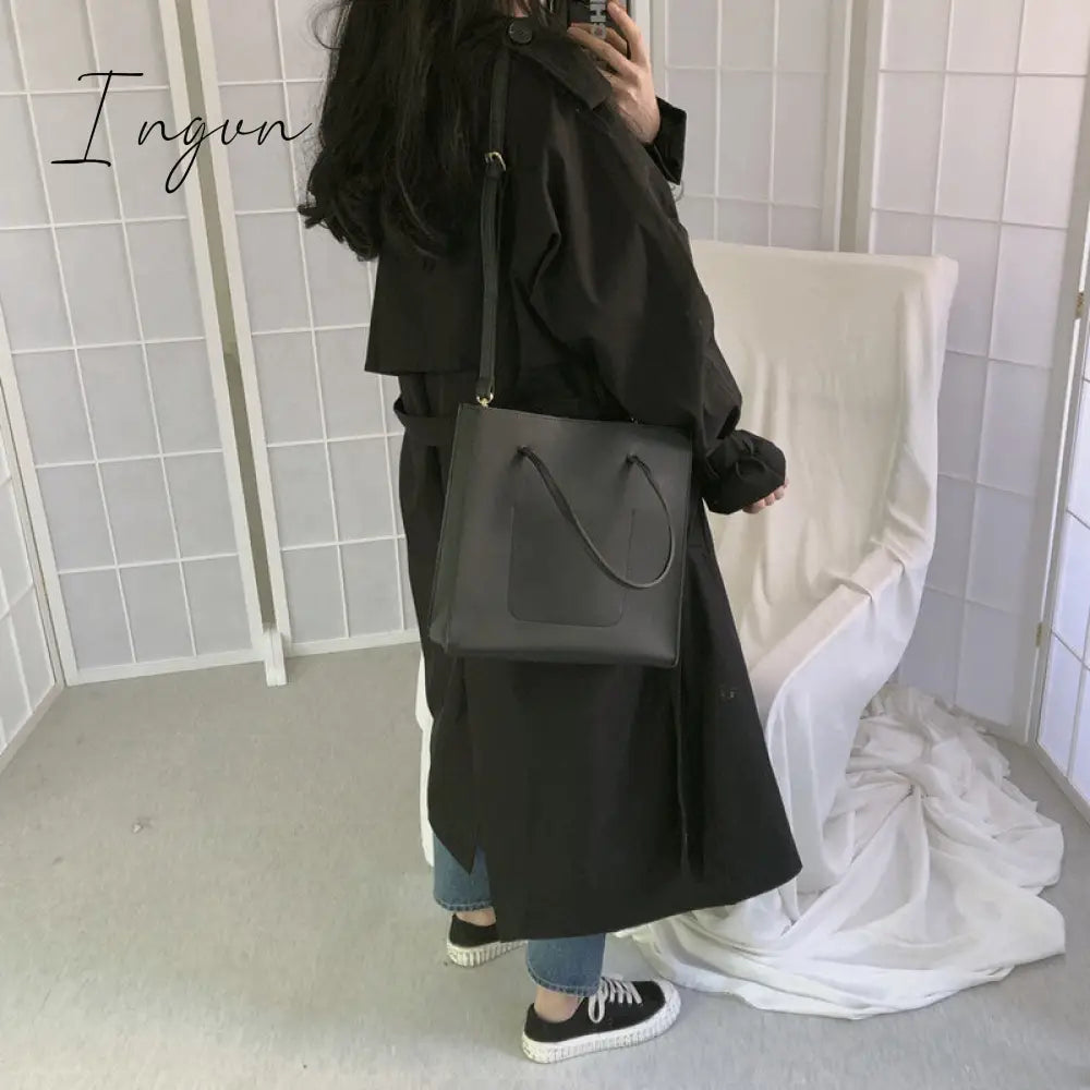 Ingvn - Chic Women Trench Coat Casual Women's Long Outerwear Loose Overcoat Autumn Winter Fashion Double-breasted Windbreaker Femme