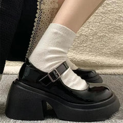 Platform Mary Jane Shoes New Women's Shoes Women Thick Heels Trendy Street Lolita Shoes Round Toe Ankle Strap  Pumps