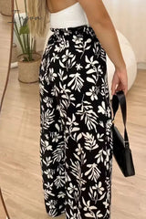 Ingvn - Casual Vintage Floral Loose High Waist Wide Leg Full Print Bottoms