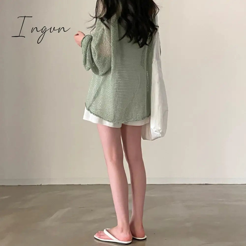 Ingvn - Lazy Style Full Sleeves Jumpers Tops Hollow Out Sexy Women Fashion Casual Streetwear Chic Femme Sweaters Pullovers