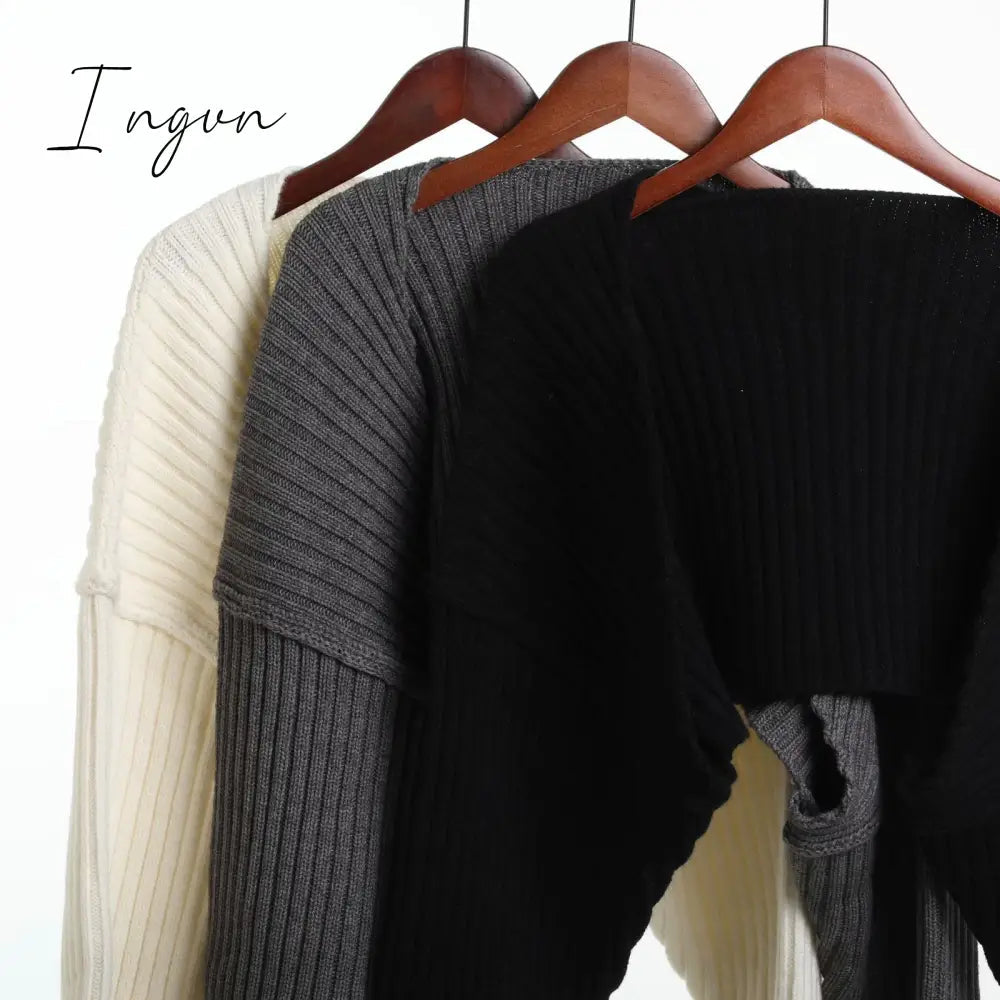 Ingvn - Sexy cropped cardigan knitted short cardigan sweaters for women fashion cute tops korean style long sleeve top batwing sleeve