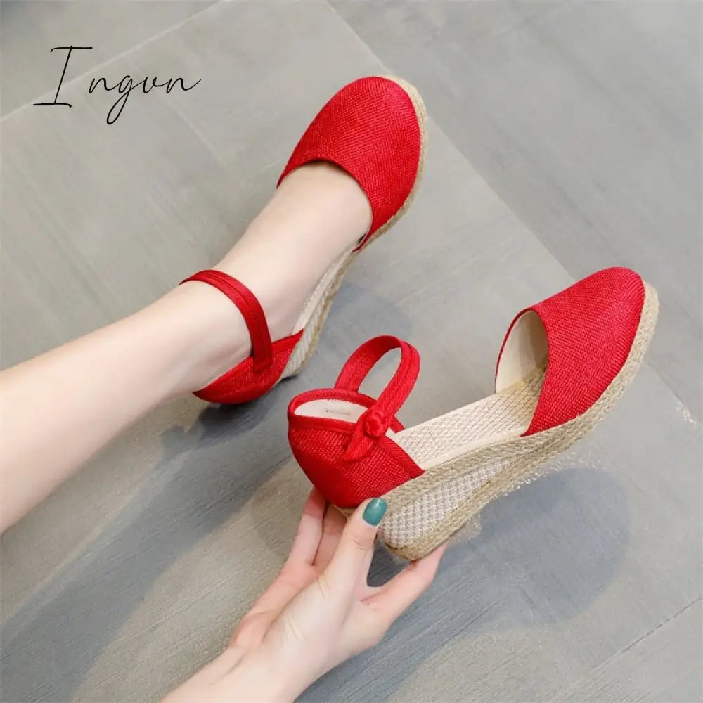 Ingvn - Espadrilles Wedges Woman Sandals Summer 2023 New In Ladies Comfort Casual Shoes Party Sandals Footwear Zapatillas Mujer Verano