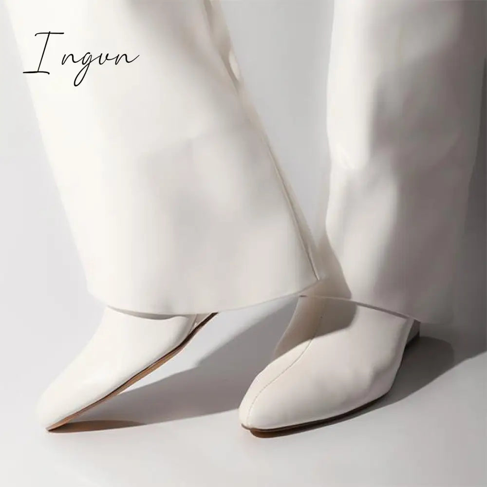 Ingvn - Comfy Leather Hidden Wedge Heel Roman Boots