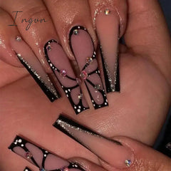 Bow Shaped Nail Art Ballerina False Nails Full Cover Coffin Press on Nails False Nail Detachable Wearable Fake Nails