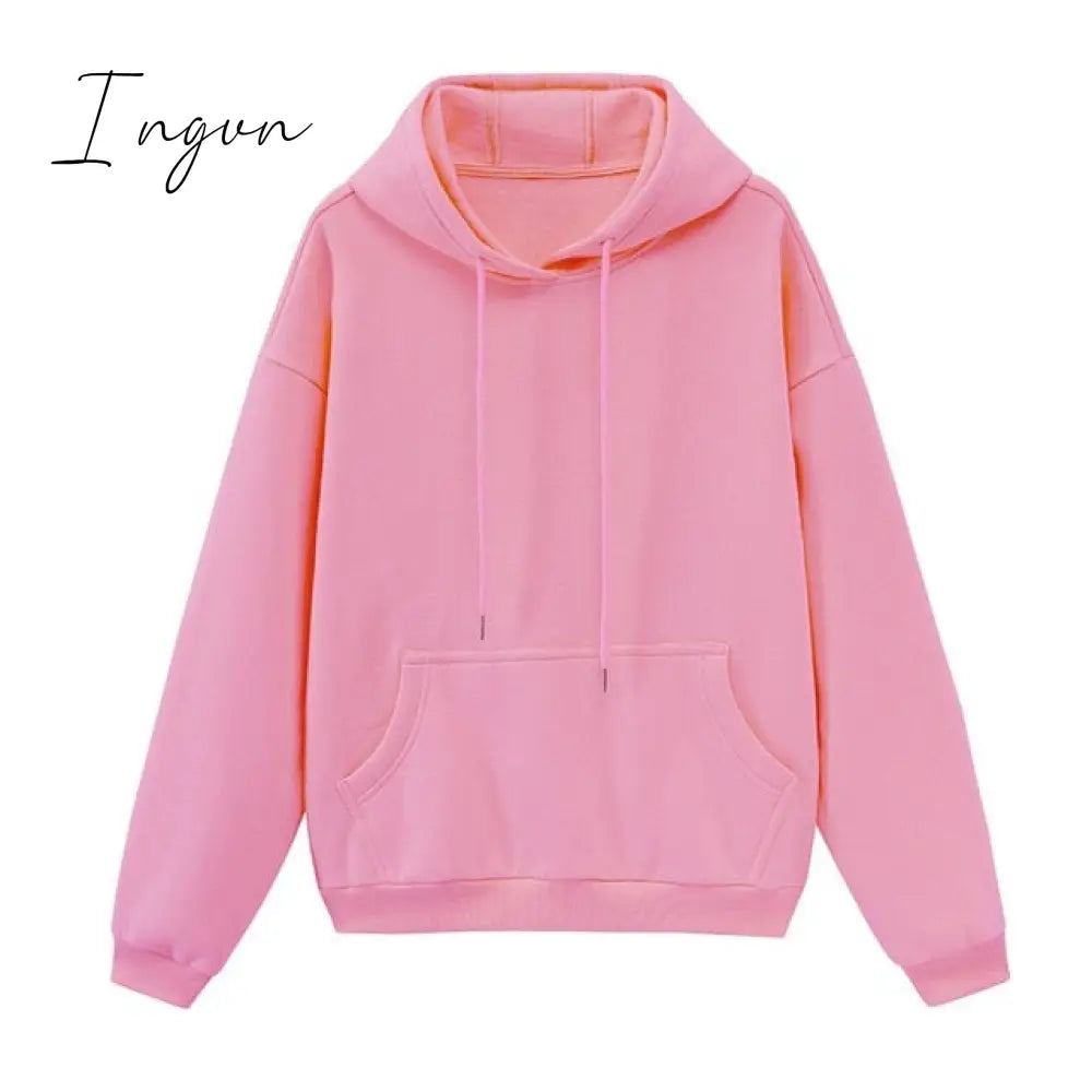 Ingvn - toppies Womens Tracksuits Hooded Sweatshirts Autumn Winter Fleece Oversize Hoodies Solid Pullovers Jackets Unisex Couple