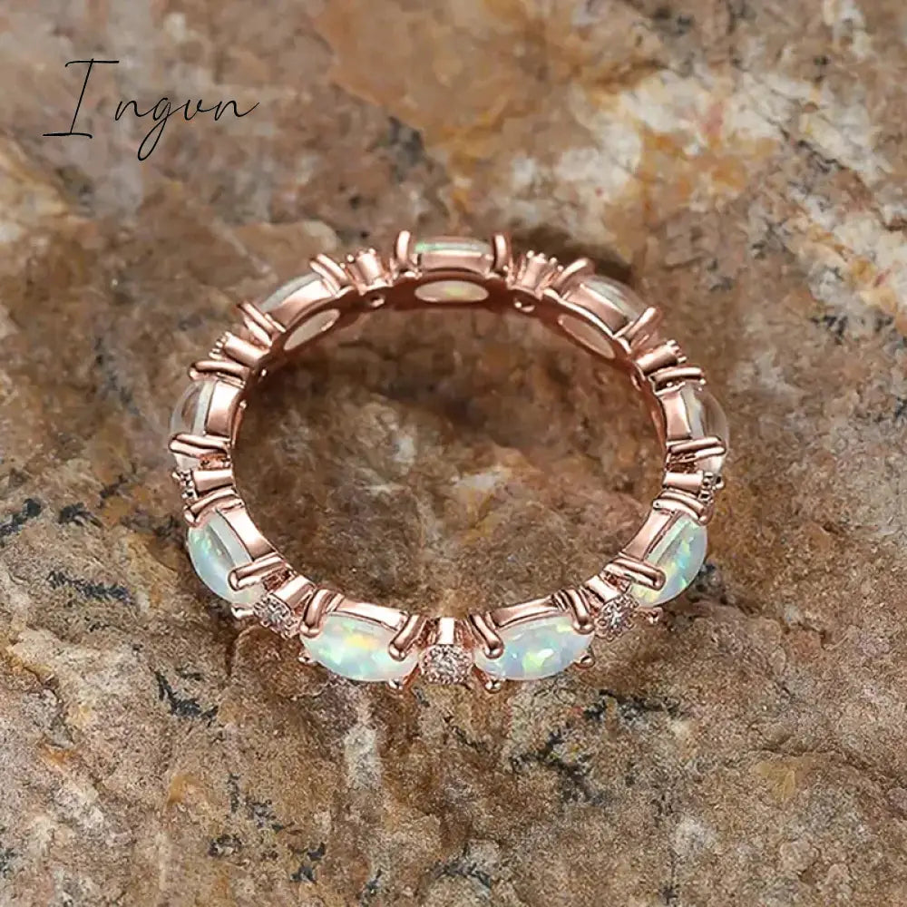 Ingvn - Imitation Opal Promise Rings for Women Statement Finger Accessories Daily Wear Party Chic Girl Rings Gift Fashion Jewelry