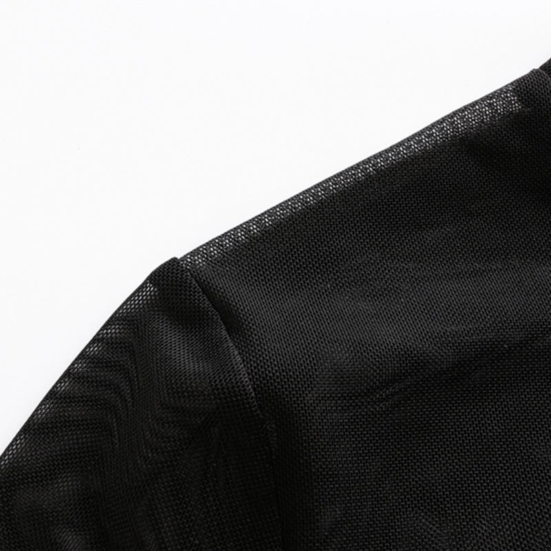 Women Sexy Shirt Long Sleeve See Through Mesh Fishnet Crop Top Tee Shirt Sheer Black Shirt Sun Protection Shirt