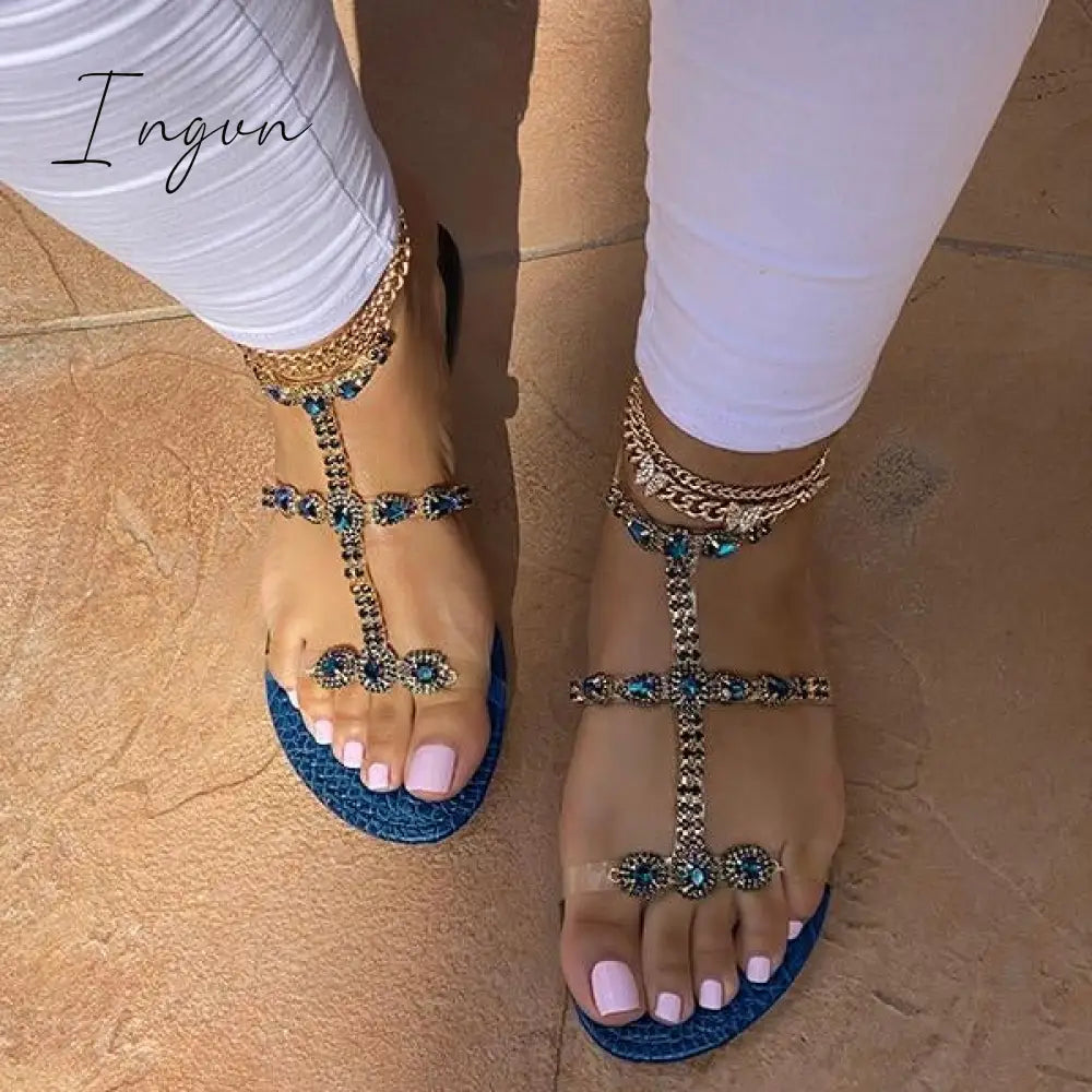 Ingvn - Jewelry Inlaid Fashion Transparent Sandals
