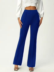 Elegant Women's High Waist Solid Flare Leg Pants for Work & Office, Stretchy and Comfortable
