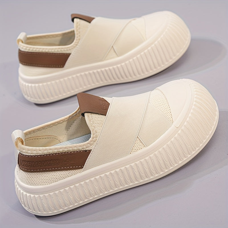 Comfortable Women's Breathable Knit Sneakers - Soft, Lightweight, Casual Slip On Shoes for Outdoor Activities, Low Top Design for Everyday Wear