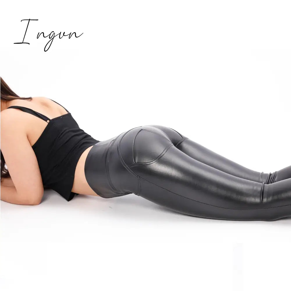 Ingvn - Melody Artificial Leather Pants High Waist Pencil Pants Women Clothing Skinny Leggings Elastic Sexy Hip Butt Lift Pants