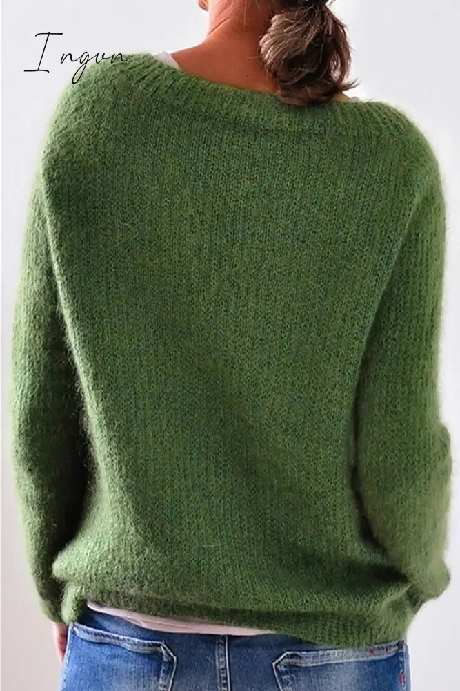 Ingvn - Casual Solid Basic O Neck Tops Sweater